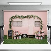 Lofaris Floral Camp Motor Home Pink Sweet Wedding Backdrop